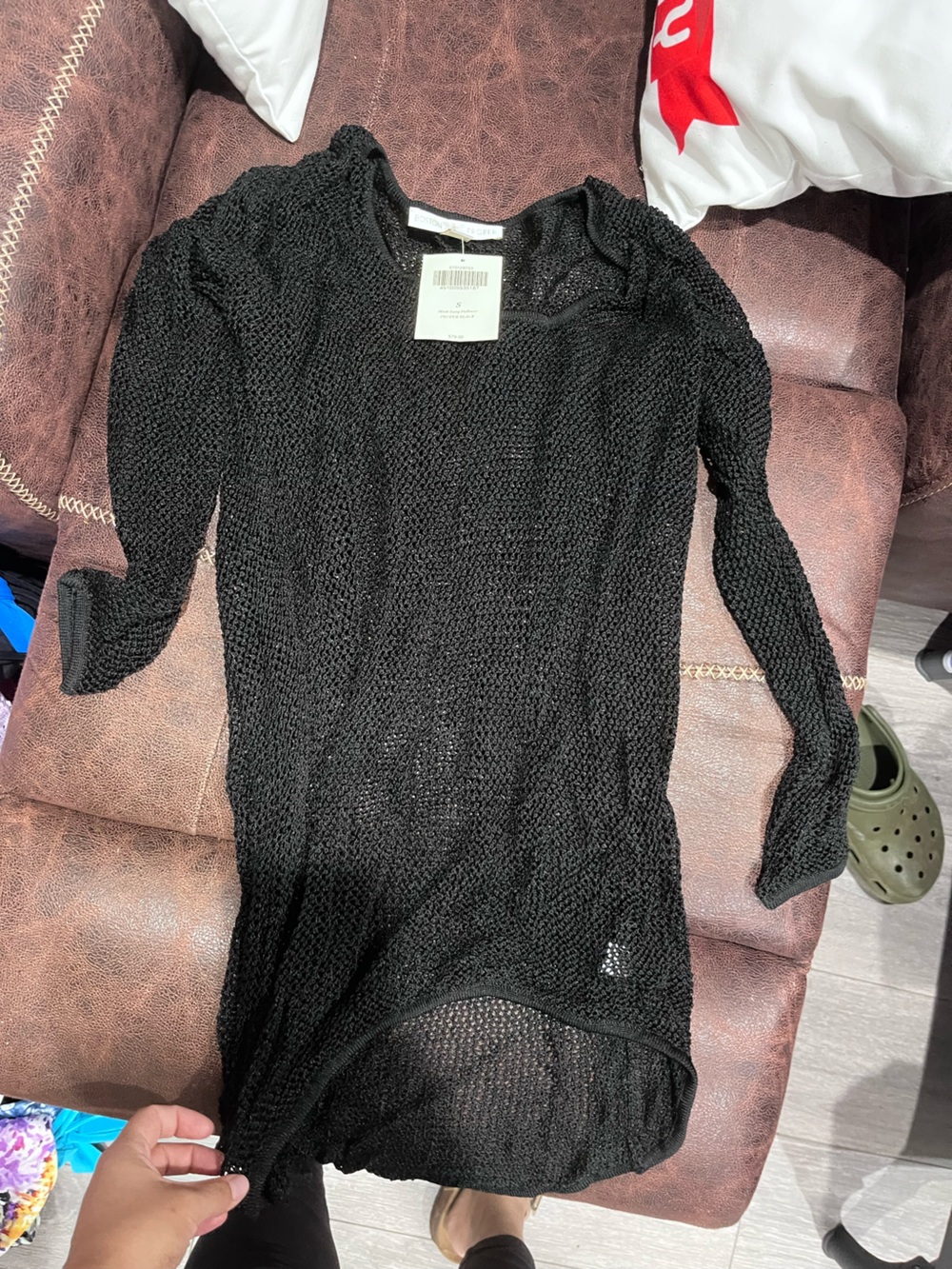 Boston Proper Black Open-Knit Swim Coverup
